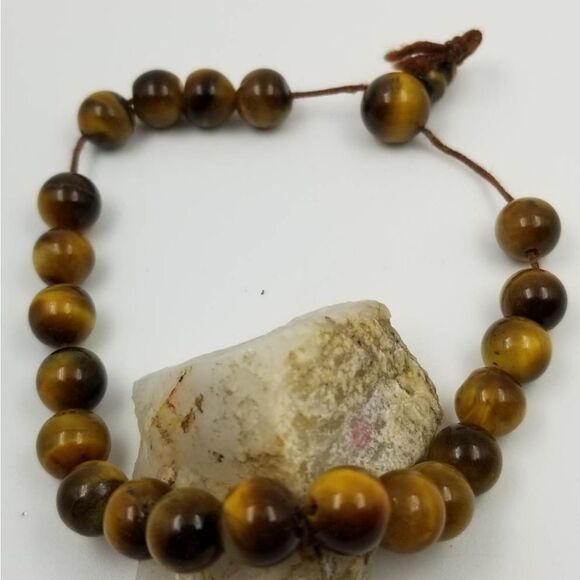 Tigers eye charm bracelet brutalist jewelry B1209 - Picture 2 of 2